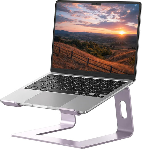 Laptop Stand, Aluminum Computer Riser, Ergonomic Laptops Elevator for Desk, Metal Holder Compatible with 10 to 15.6 Inches Notebook Computer, Purple