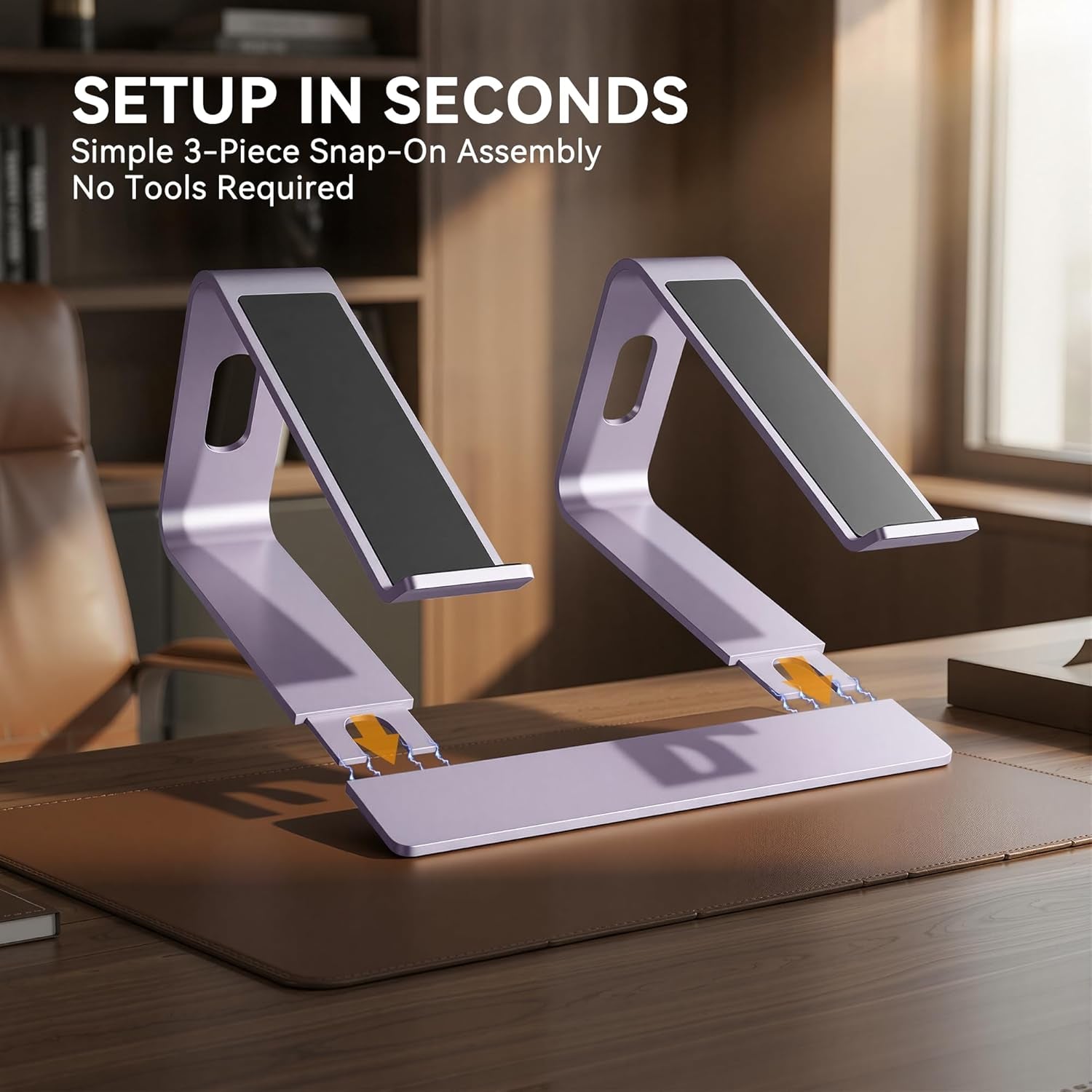 Laptop Stand, Aluminum Computer Riser, Ergonomic Laptops Elevator for Desk, Metal Holder Compatible with 10 to 15.6 Inches Notebook Computer, Purple