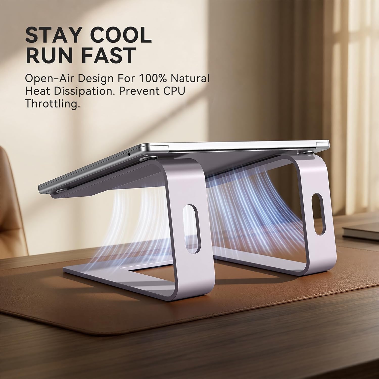 Laptop Stand, Aluminum Computer Riser, Ergonomic Laptops Elevator for Desk, Metal Holder Compatible with 10 to 15.6 Inches Notebook Computer, Purple
